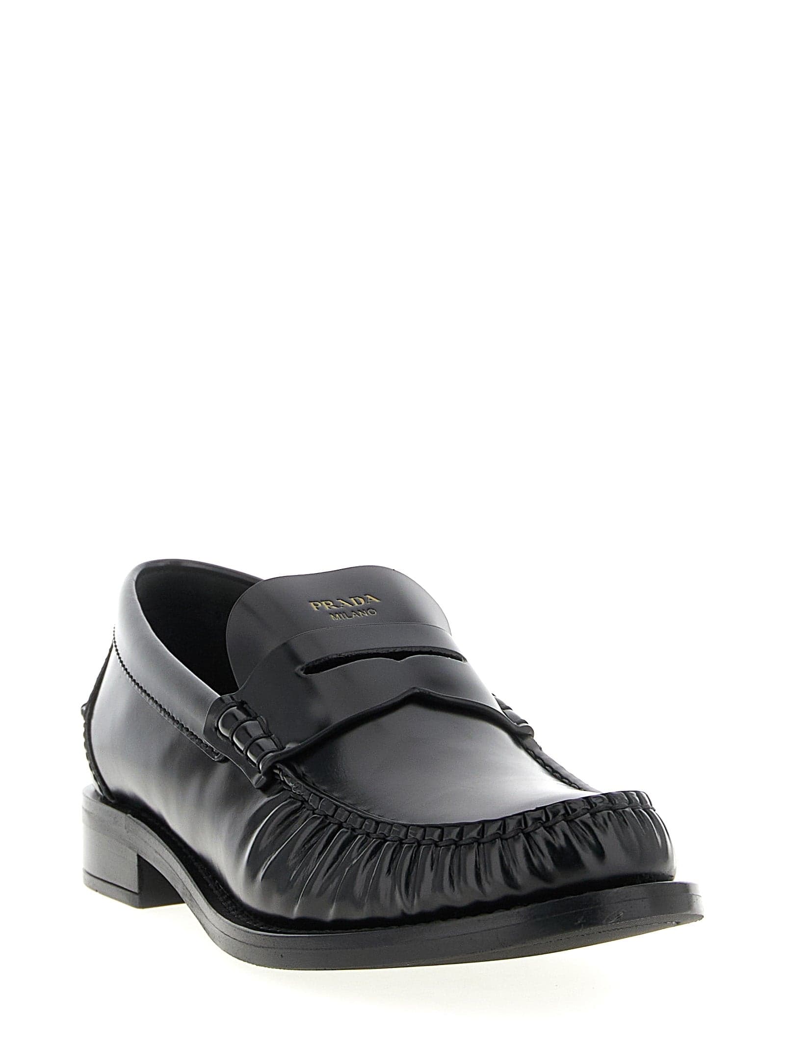 Prada Black Calfskin Slip-On Loafers - 2