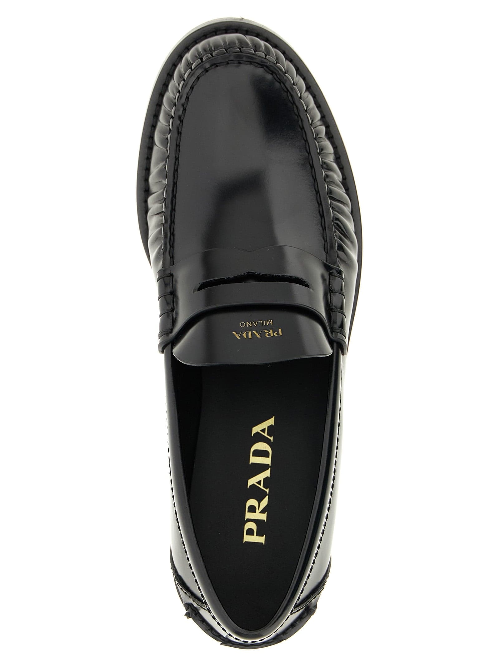 Prada Black Calfskin Slip-On Loafers - 4