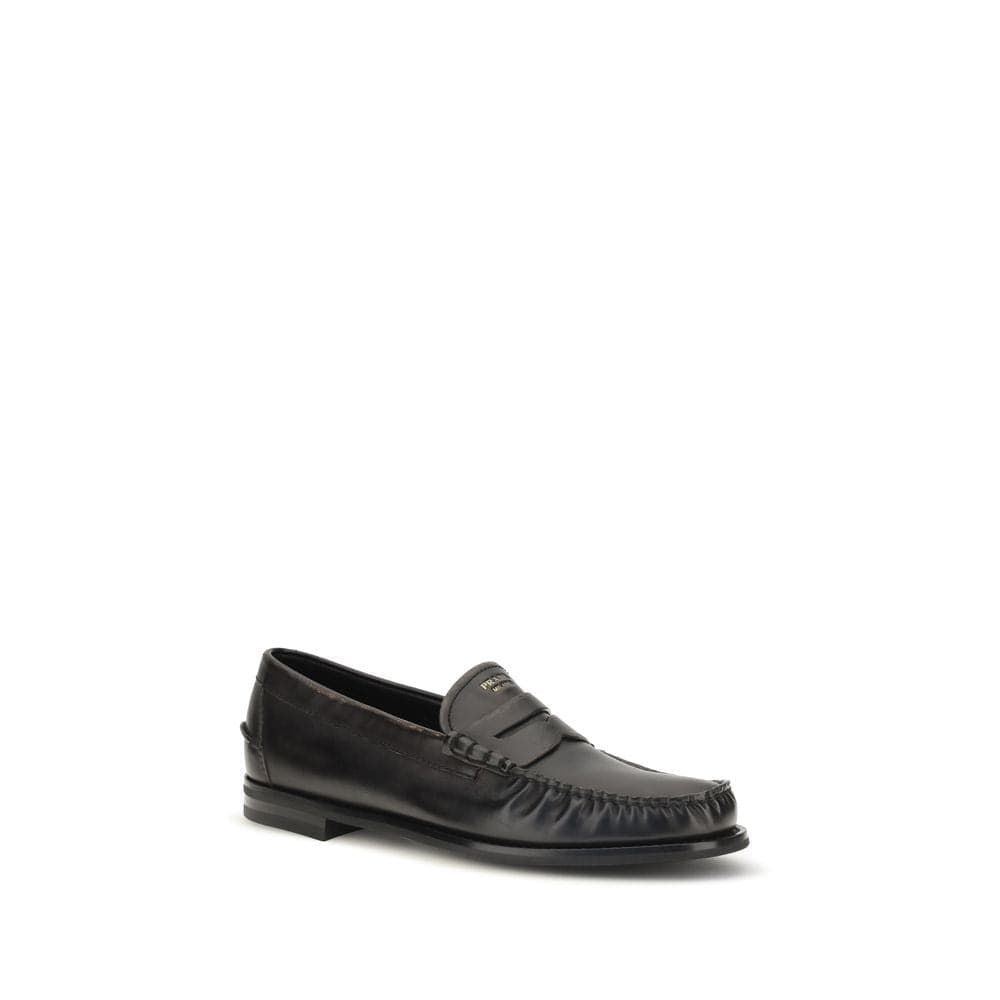 Prada Black Calf Leather Bos Taurus Slip-On Loafers - 2