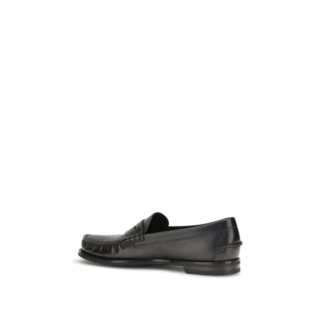 Prada Black Calf Leather Bos Taurus Slip-On Loafers - 3