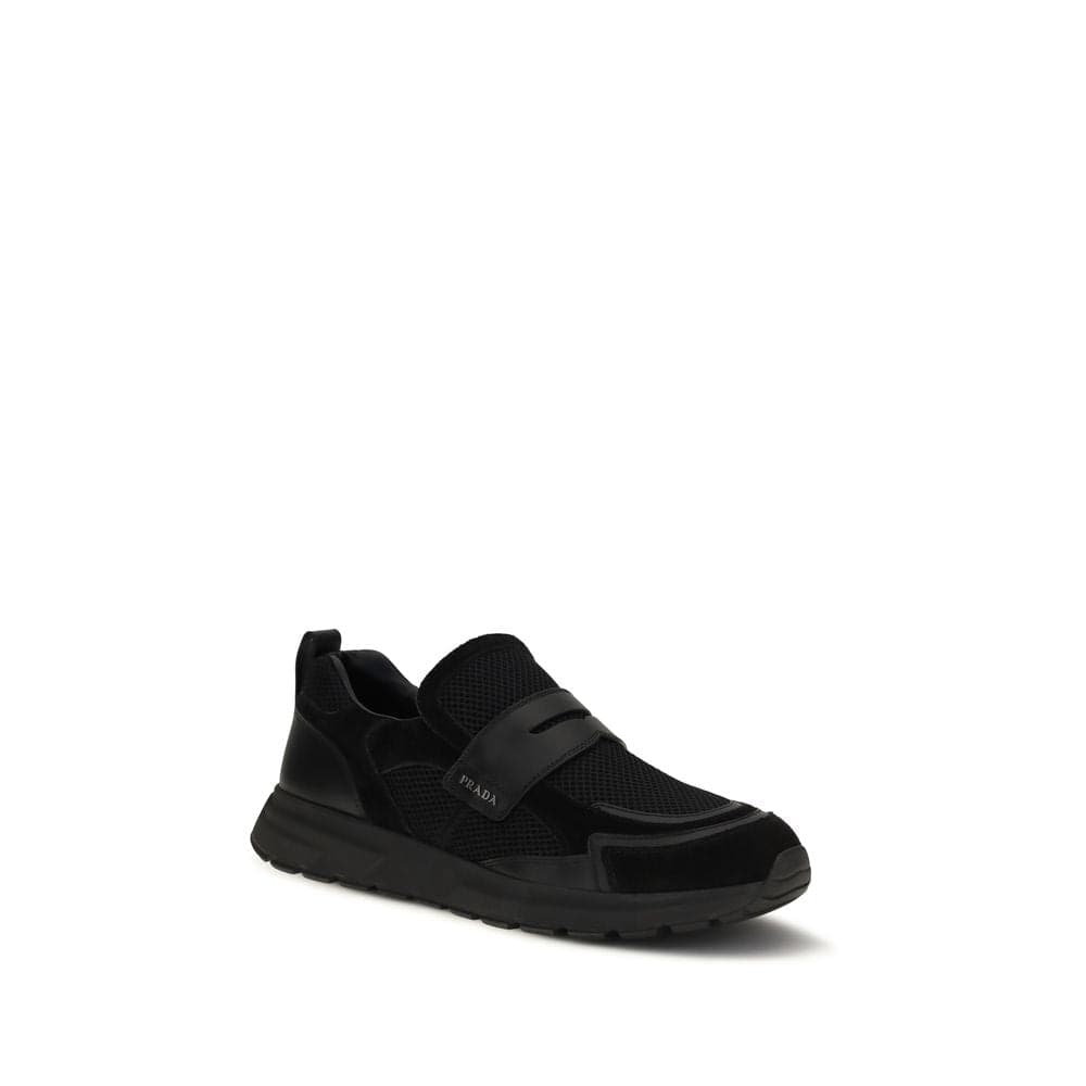Prada Black Calf Leather Bos Taurus Athletic Sneakers - 2