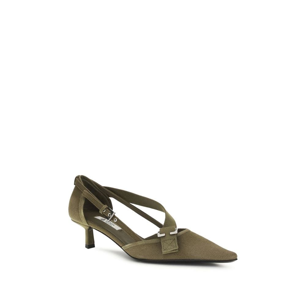 Prada Bicolor Cotton Mid Heel Pumps - 2
