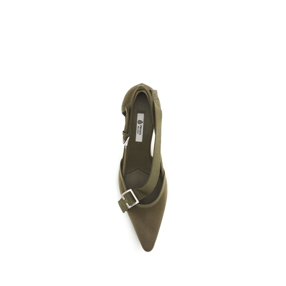 Prada Bicolor Cotton Mid Heel Pumps - 4