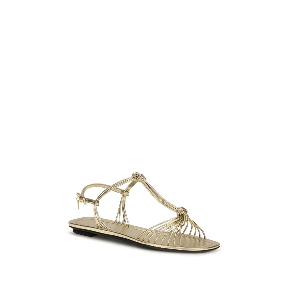 Prada Gold Calf Leather Bos Taurus Flat Sandals - 2