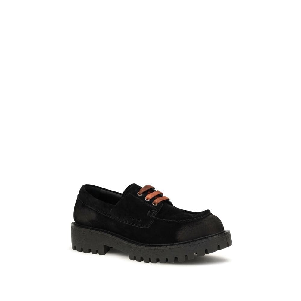 Prada Black Suede Leather Slip-On Loafers - 2