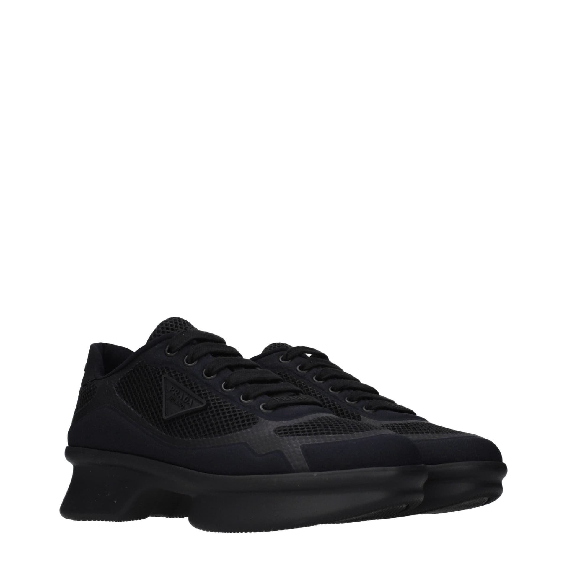 Prada Black Fabric Low Top Sneakers - 2