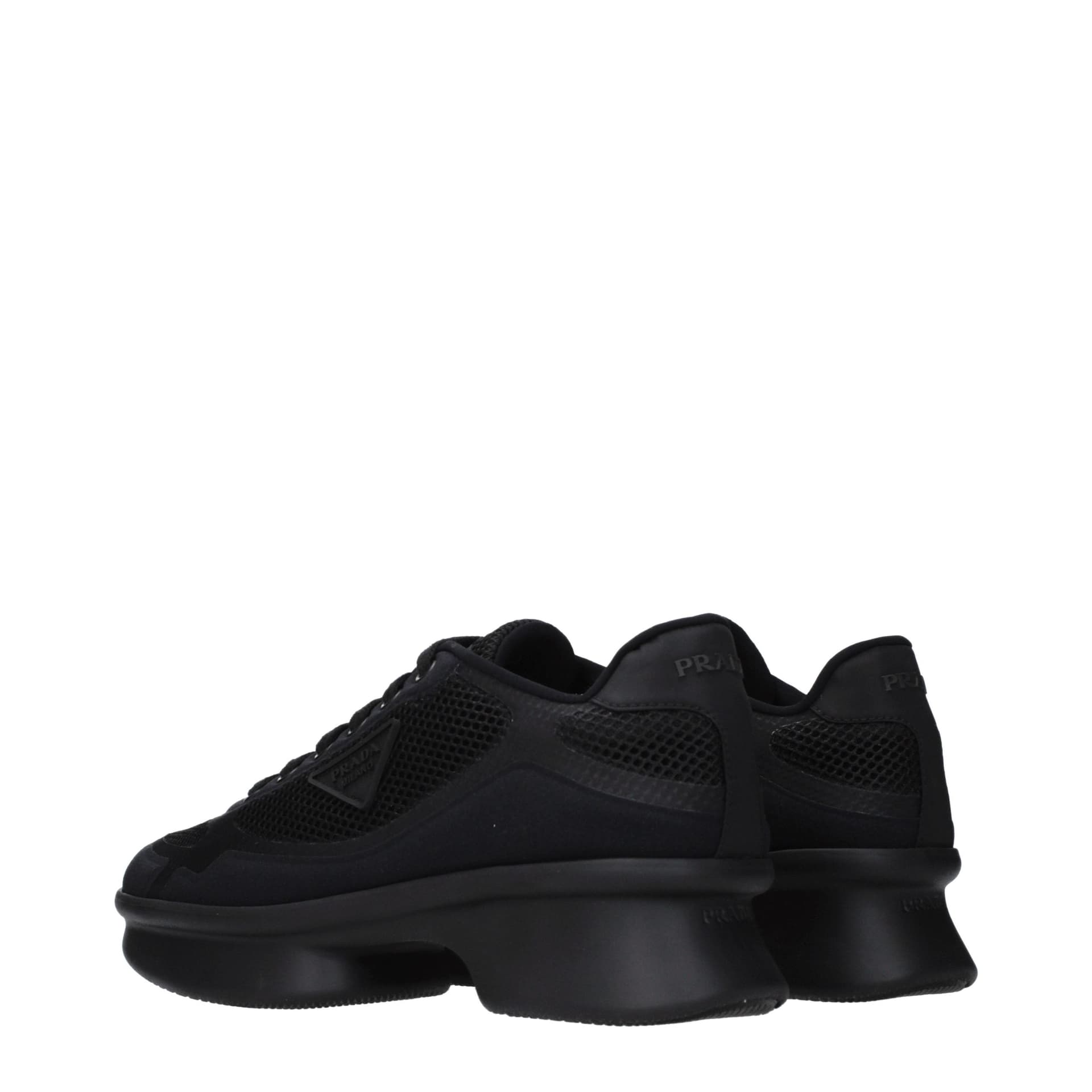 Prada Black Fabric Low Top Sneakers - 4