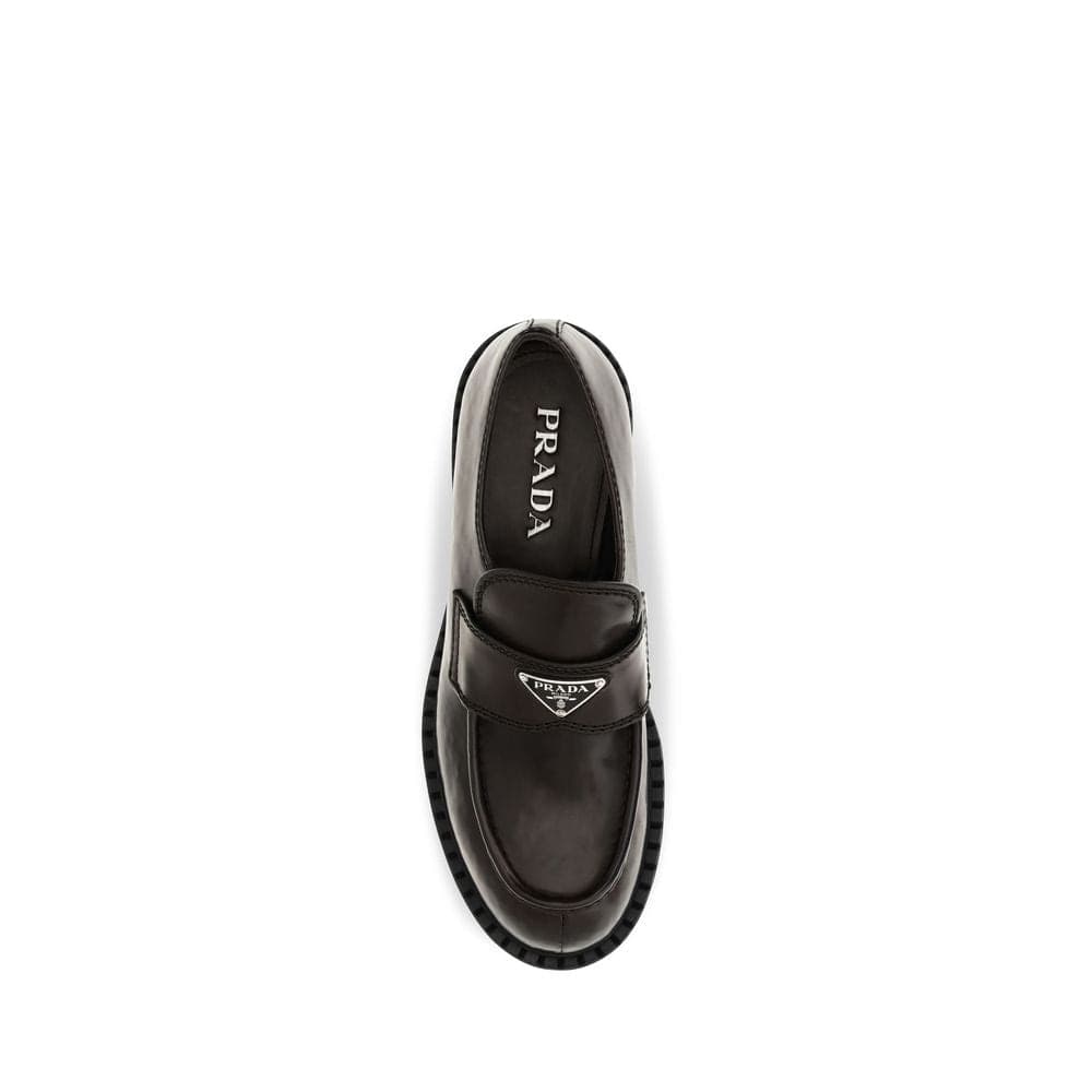 Prada Brown Calf Leather Bos Taurus Slip-On Loafers - 4