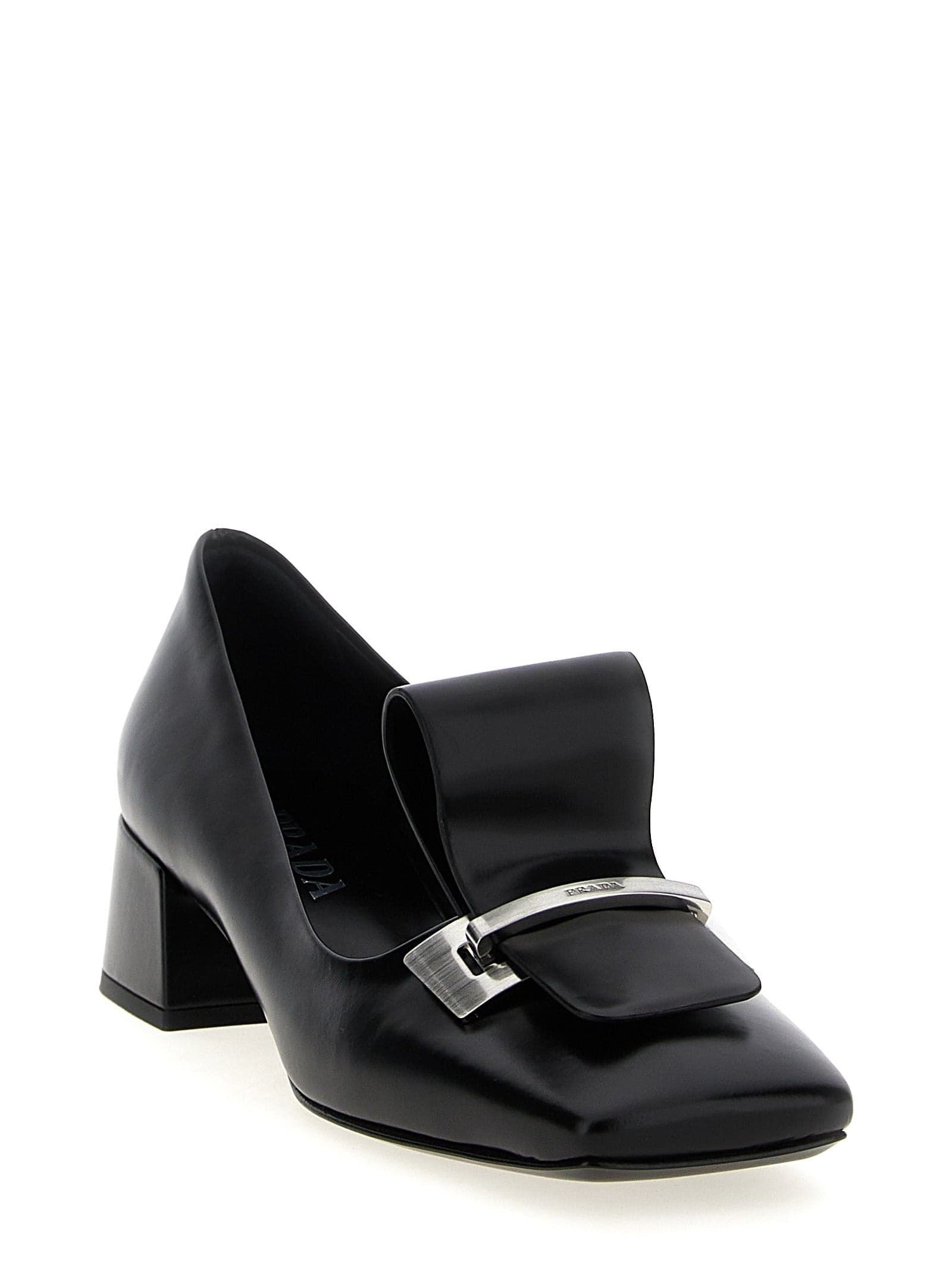 Prada Black Calfskin Mid Heel Pumps - 2