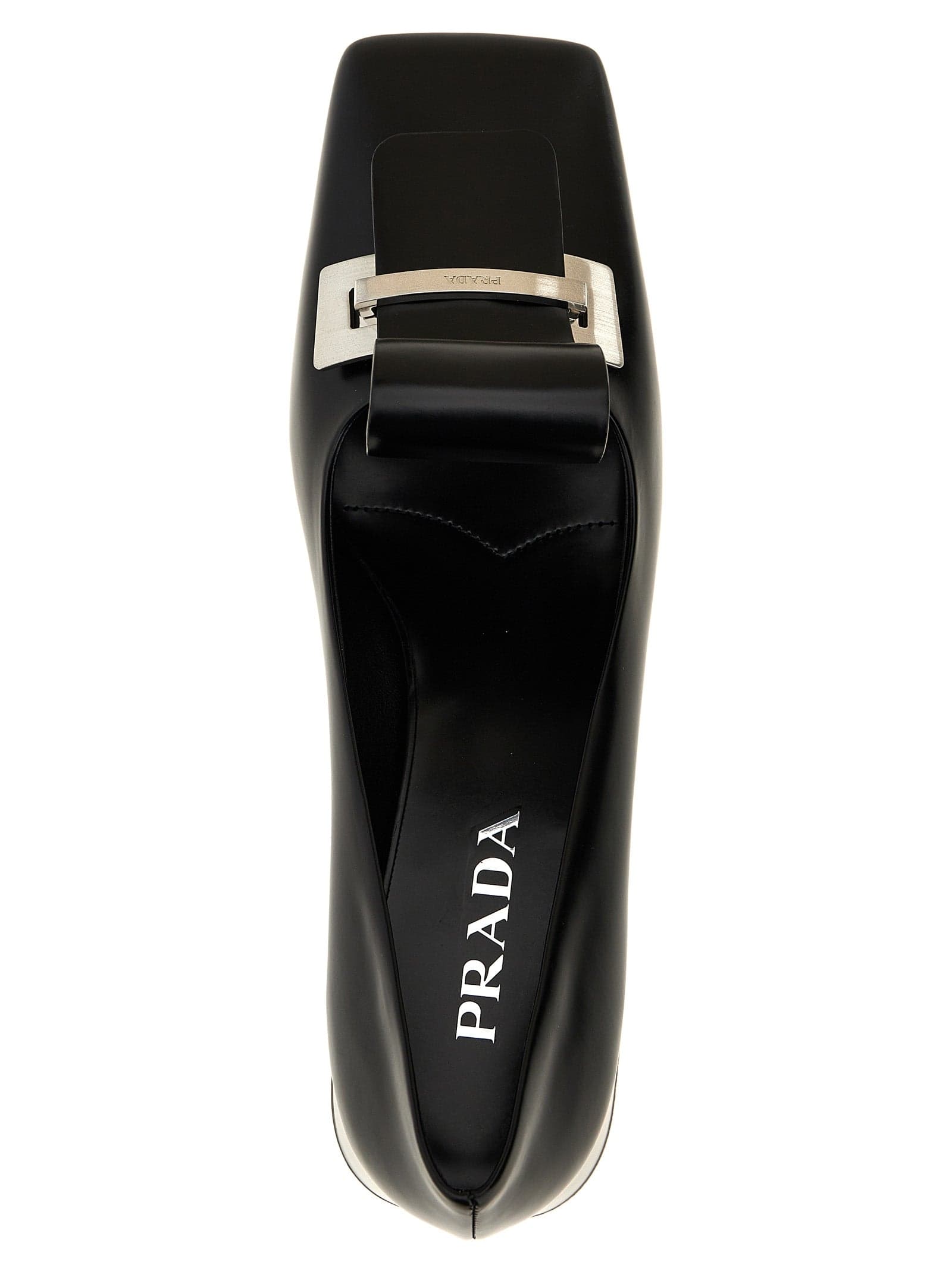 Prada Black Calfskin Mid Heel Pumps - 4