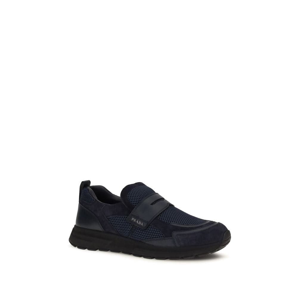 Prada Blue Calf Leather Bos Taurus Athletic Sneakers - 2