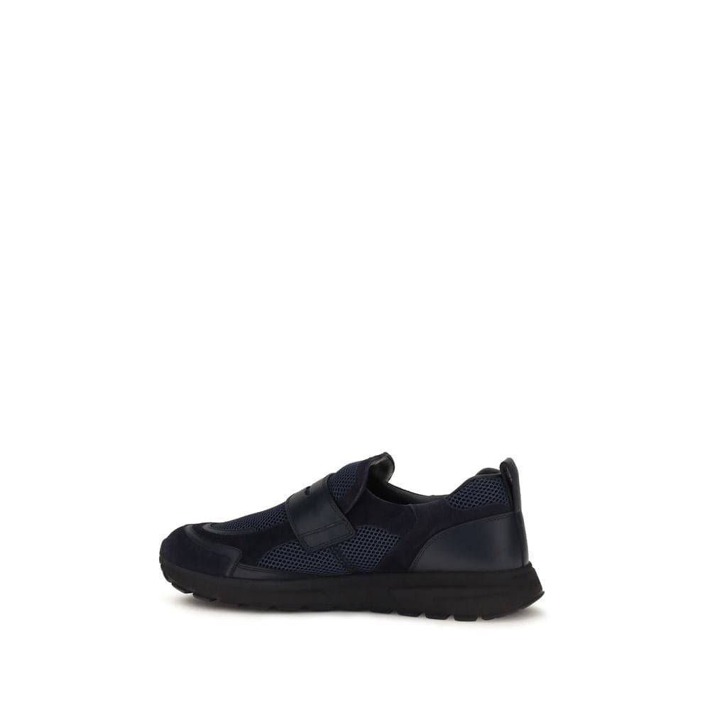 Prada Blue Calf Leather Bos Taurus Athletic Sneakers - 3