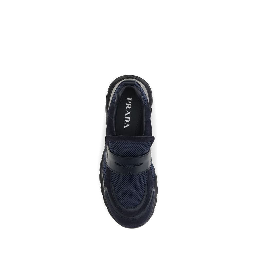 Prada Blue Calf Leather Bos Taurus Athletic Sneakers - 4