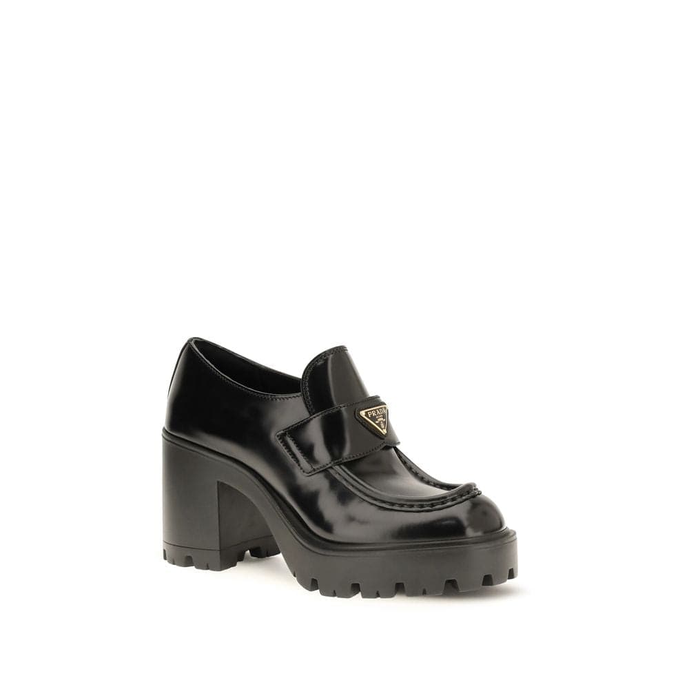 Prada Black Calf Leather Bos Taurus Platform Loafers - 2