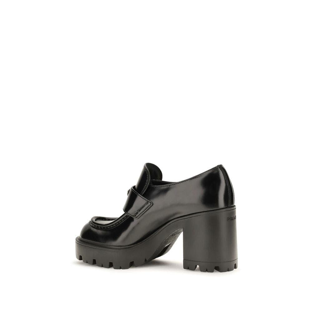Prada Black Calf Leather Bos Taurus Platform Loafers - 3