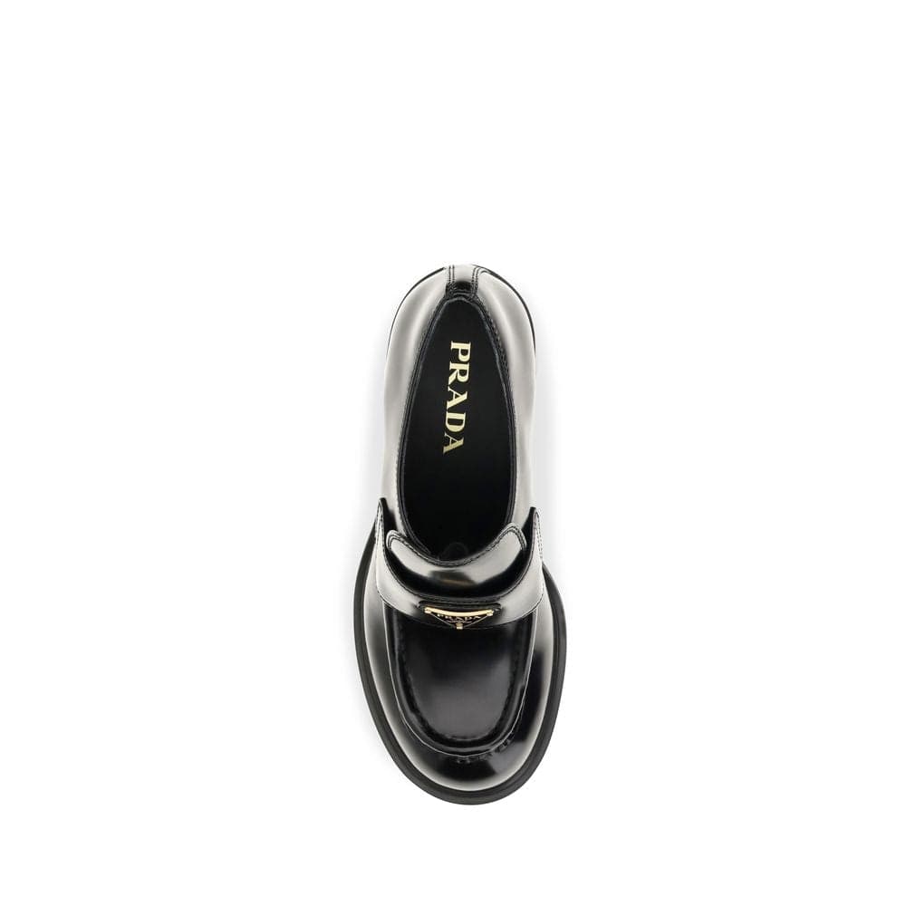 Prada Black Calf Leather Bos Taurus Platform Loafers - 4