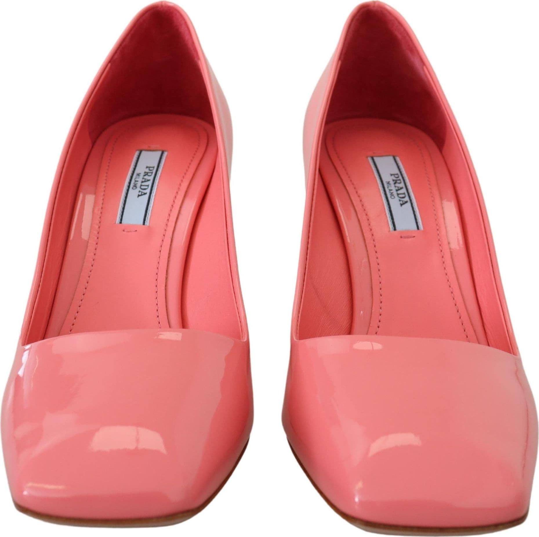 Prada Pink Patent Leather Block Heels Pumps Classic - 3