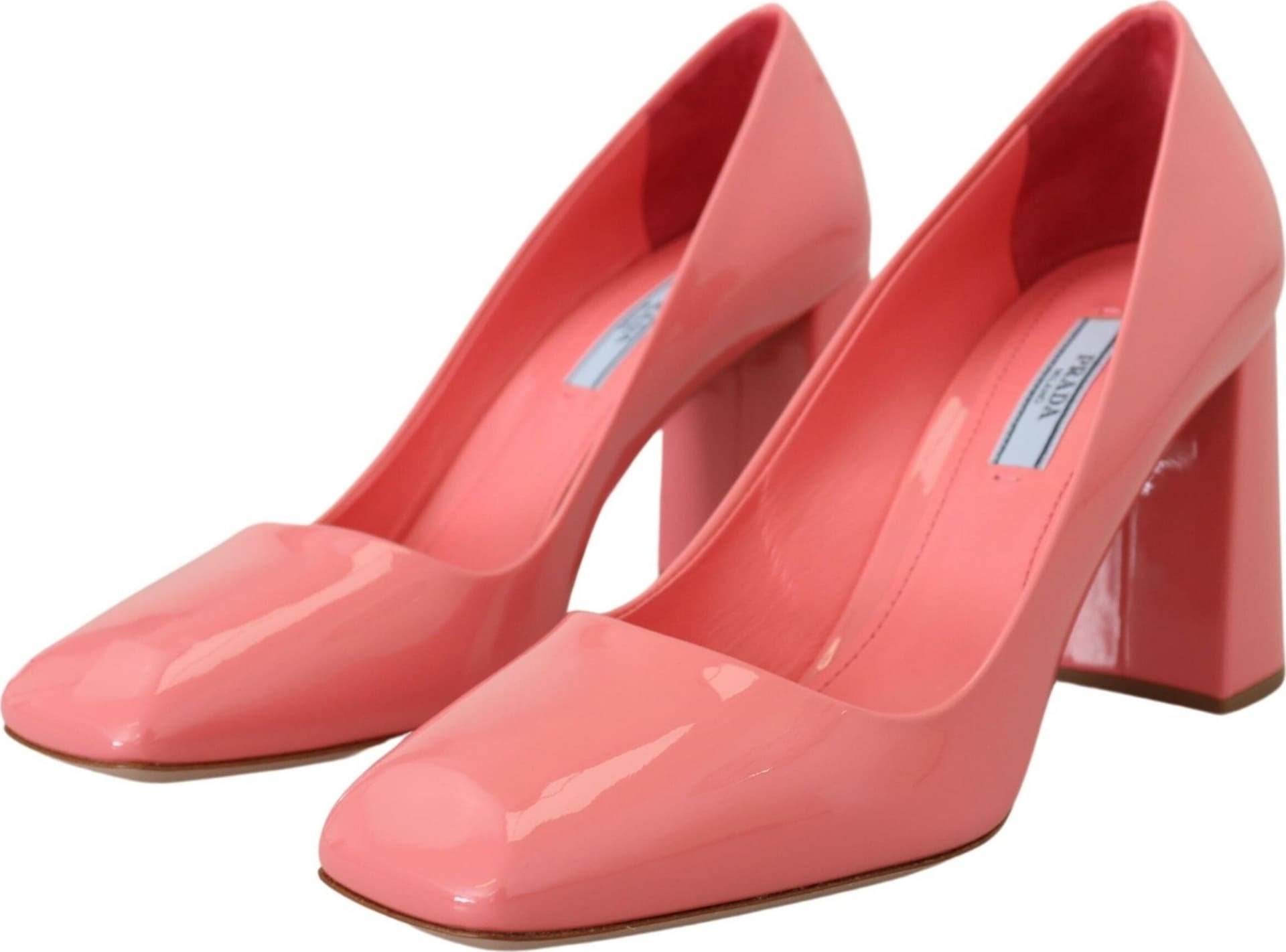 Prada Pink Patent Leather Block Heels Pumps Classic - 4