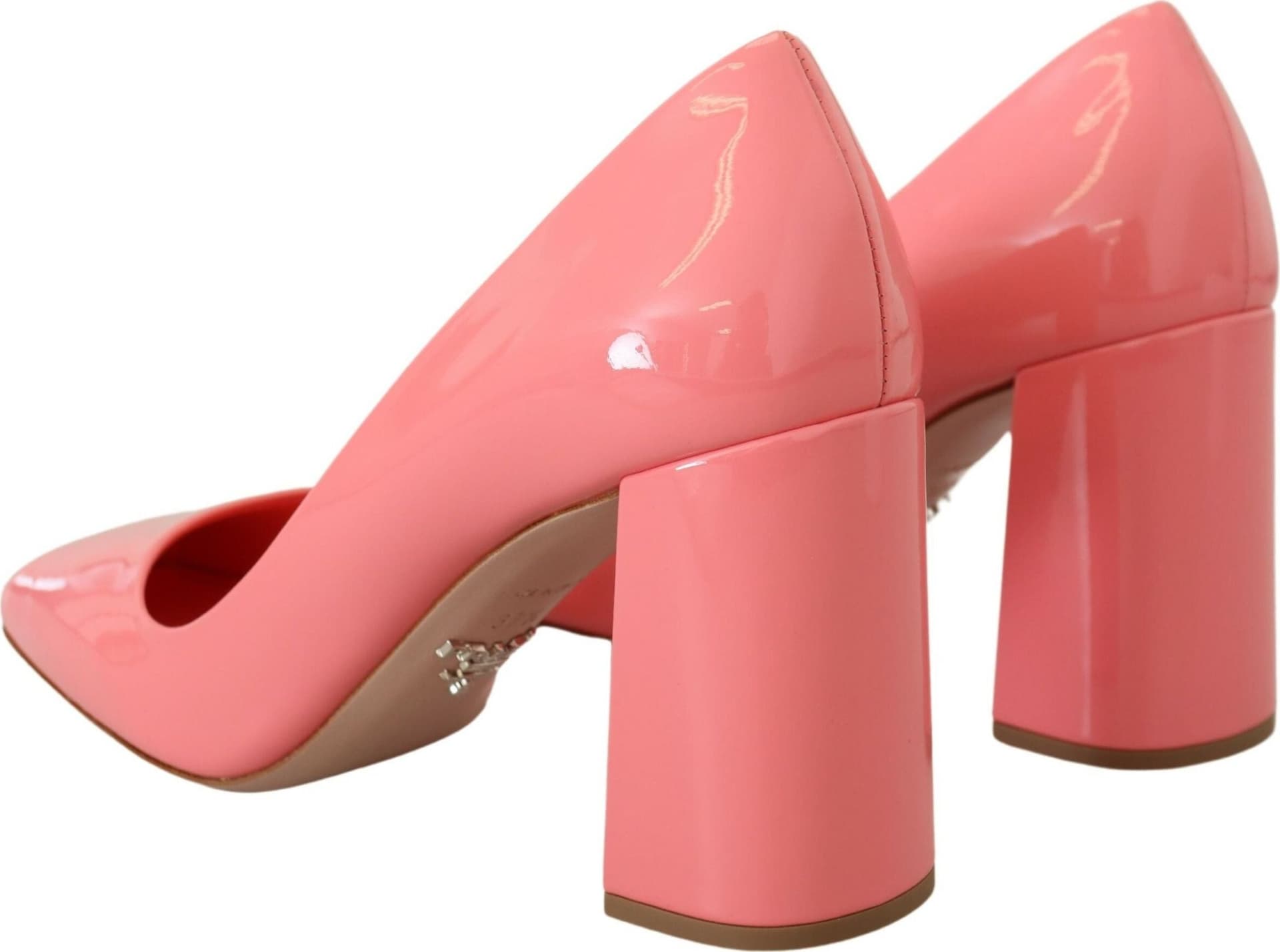 Prada Pink Patent Leather Block Heels Pumps Classic - 5