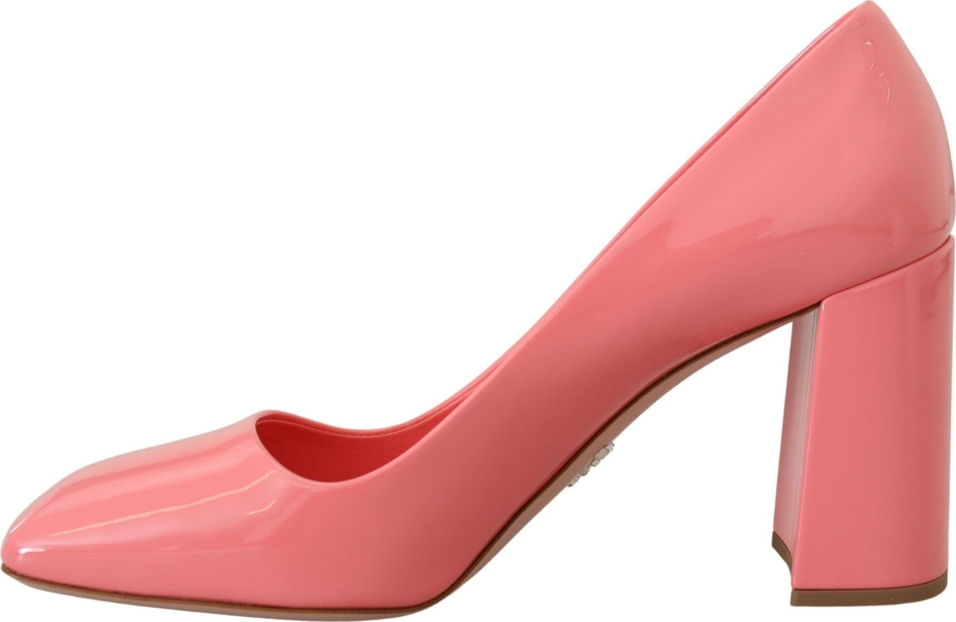 Prada Pink Patent Leather Block Heels Pumps Classic - 6