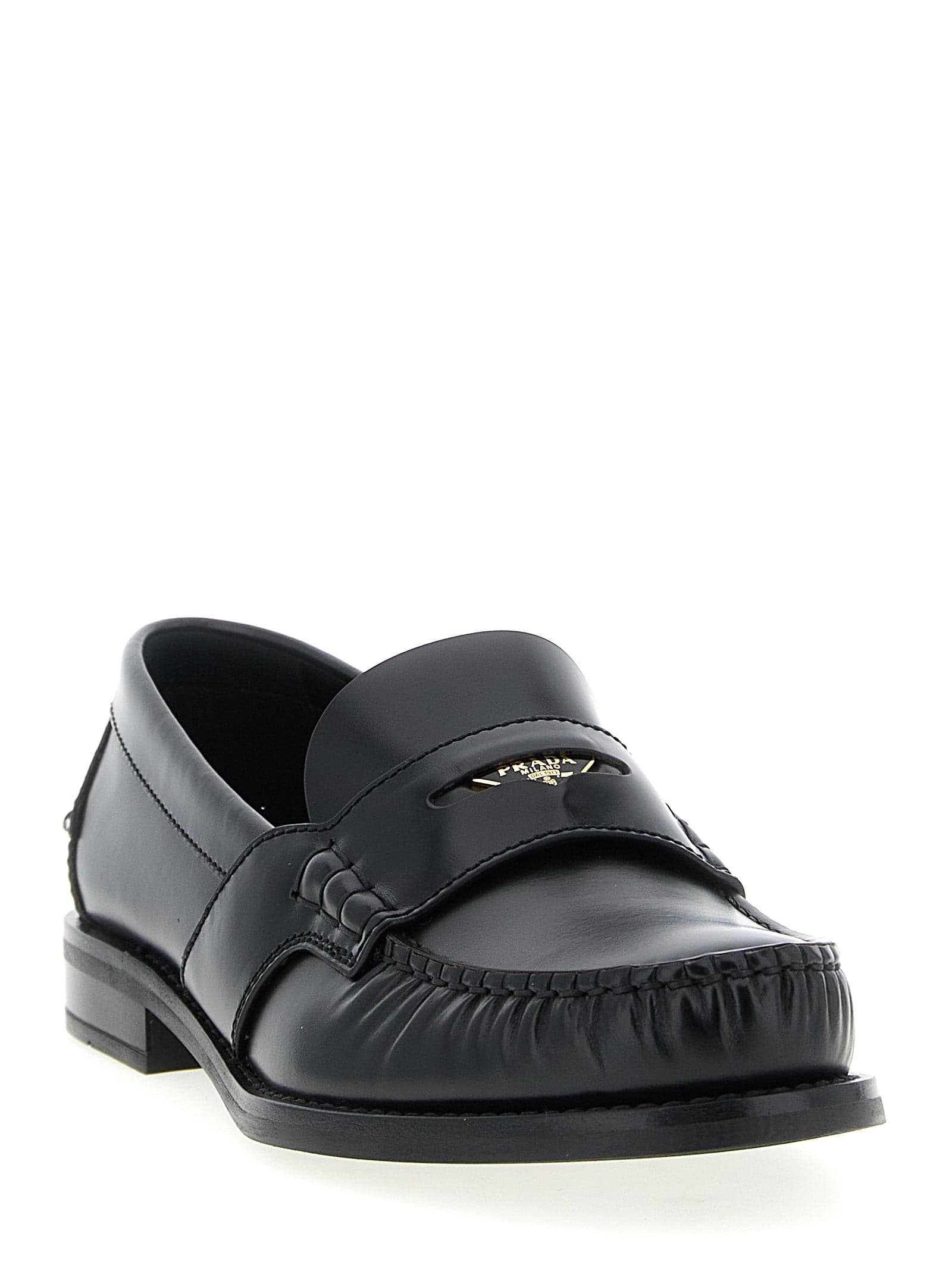 Prada Black Calfskin Slip-On Loafers - 2