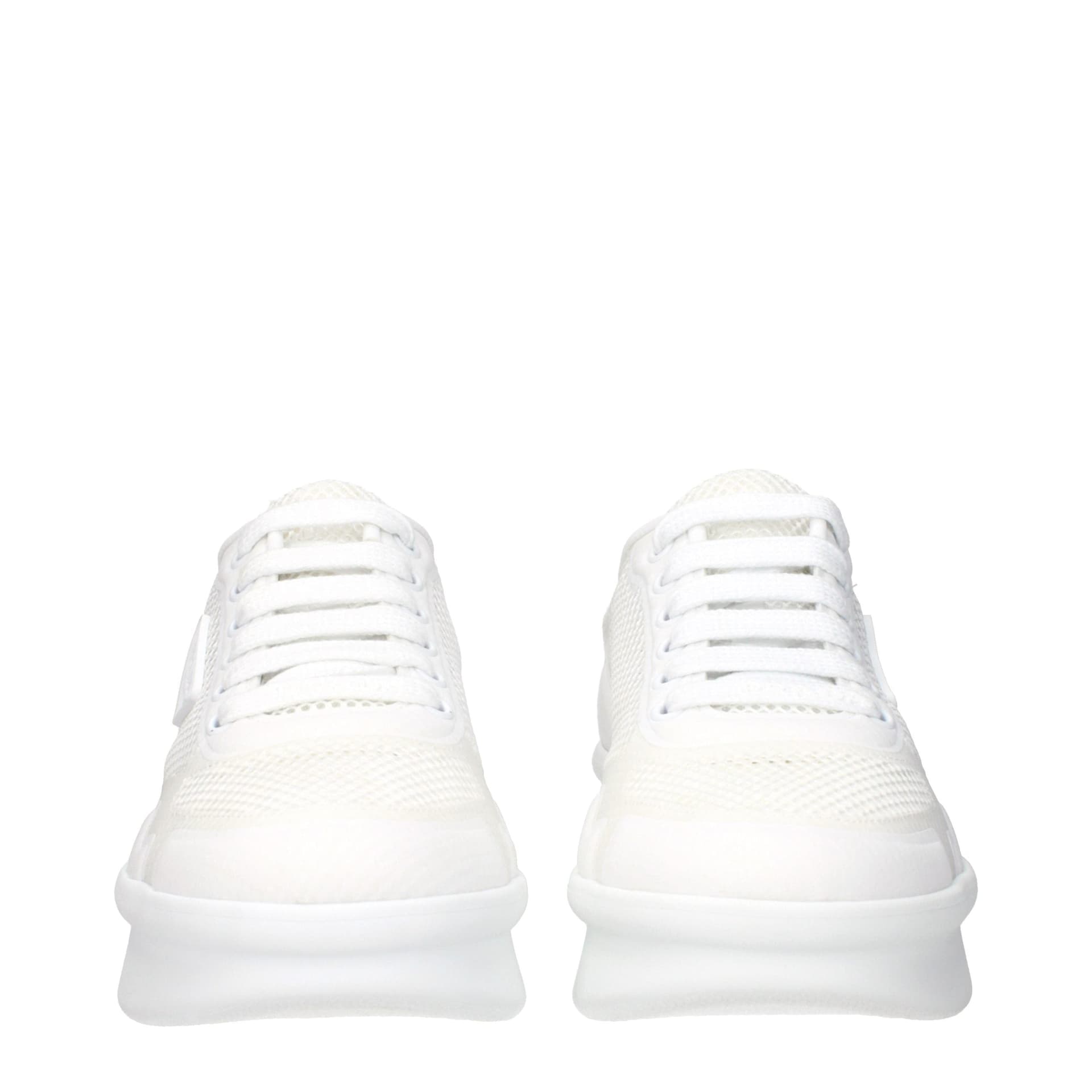 Prada White Fabric Low Top Sneakers - 3
