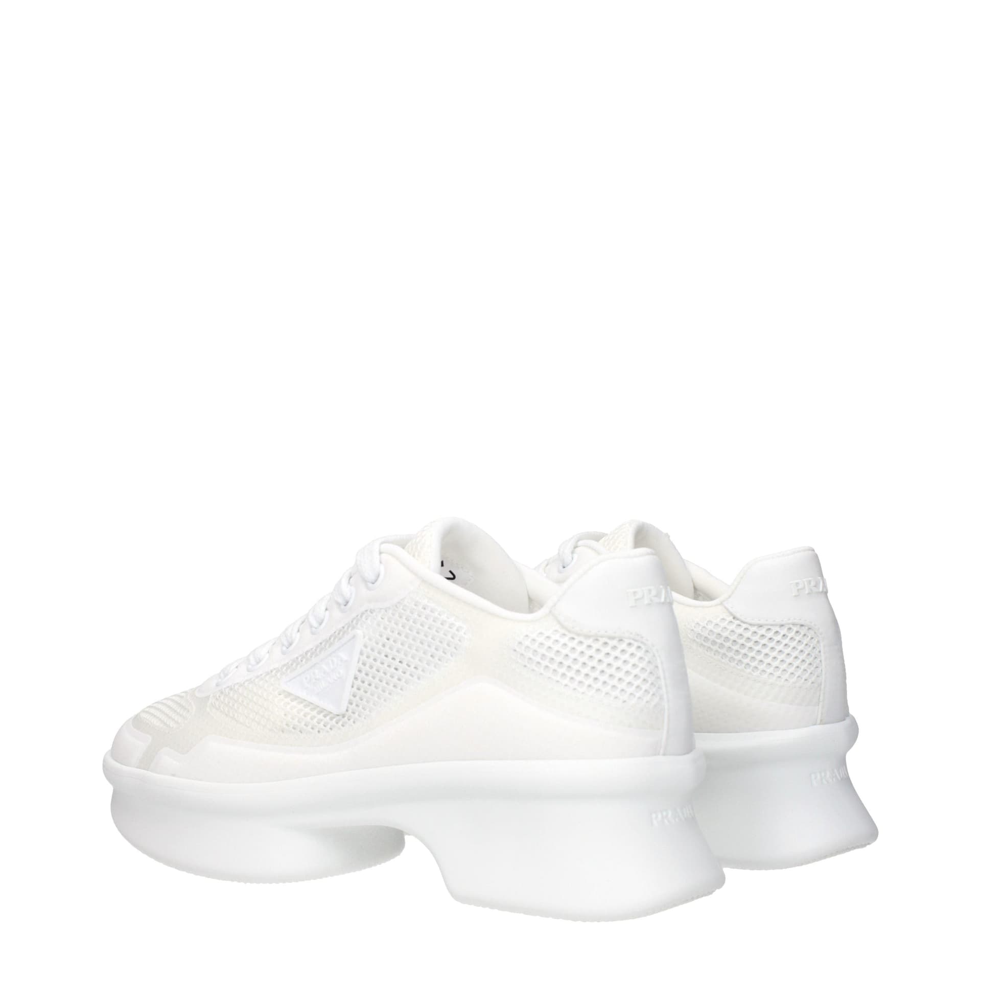 Prada White Fabric Low Top Sneakers - 4
