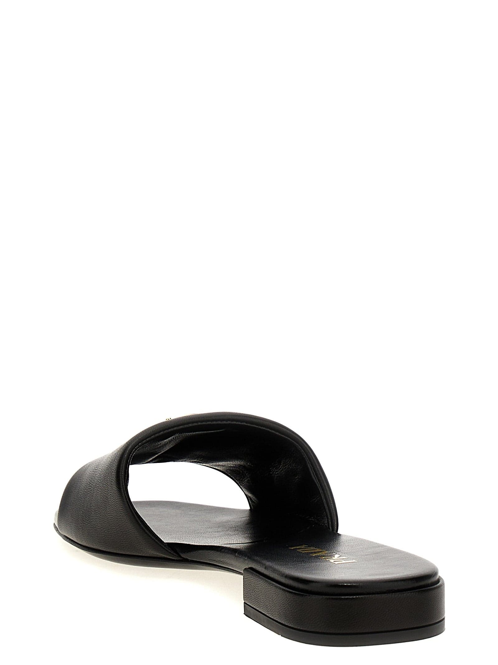 Prada Black Lamb Leather Slides - 3