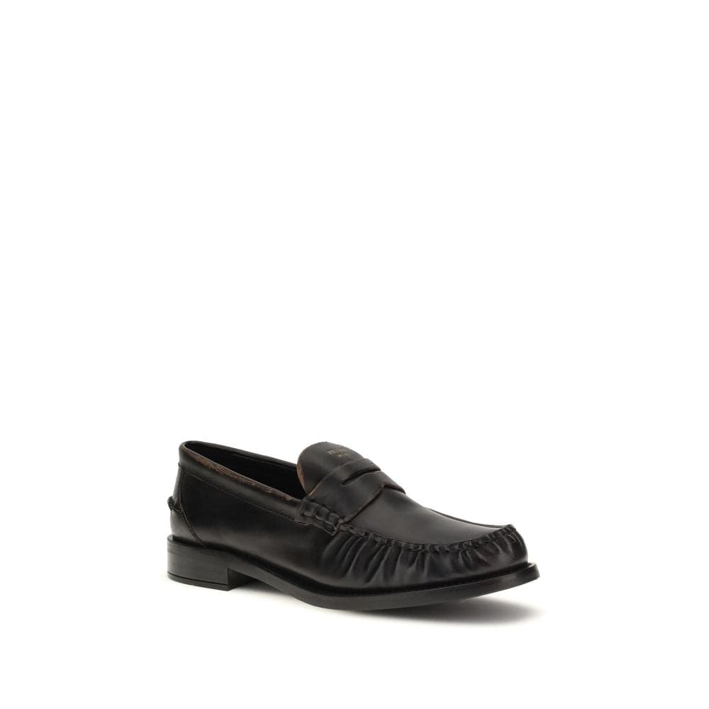 Prada Black Calf Leather Bos Taurus Slip-On Loafers - 2