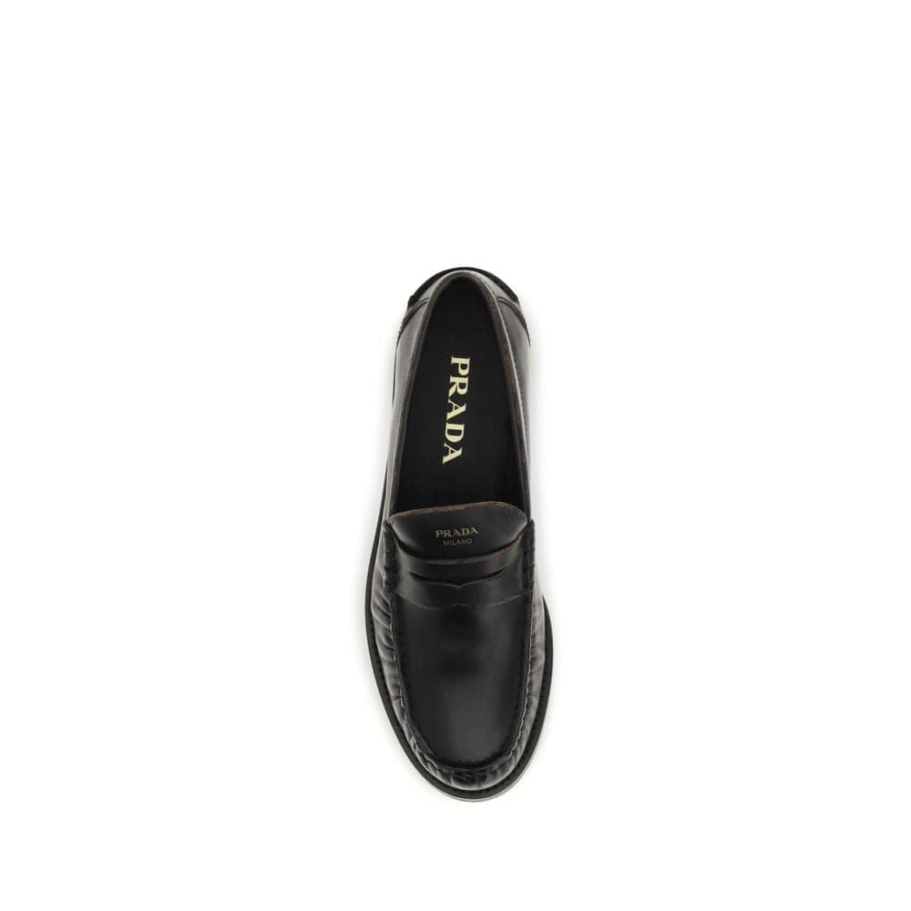Prada Black Calf Leather Bos Taurus Slip-On Loafers - 4