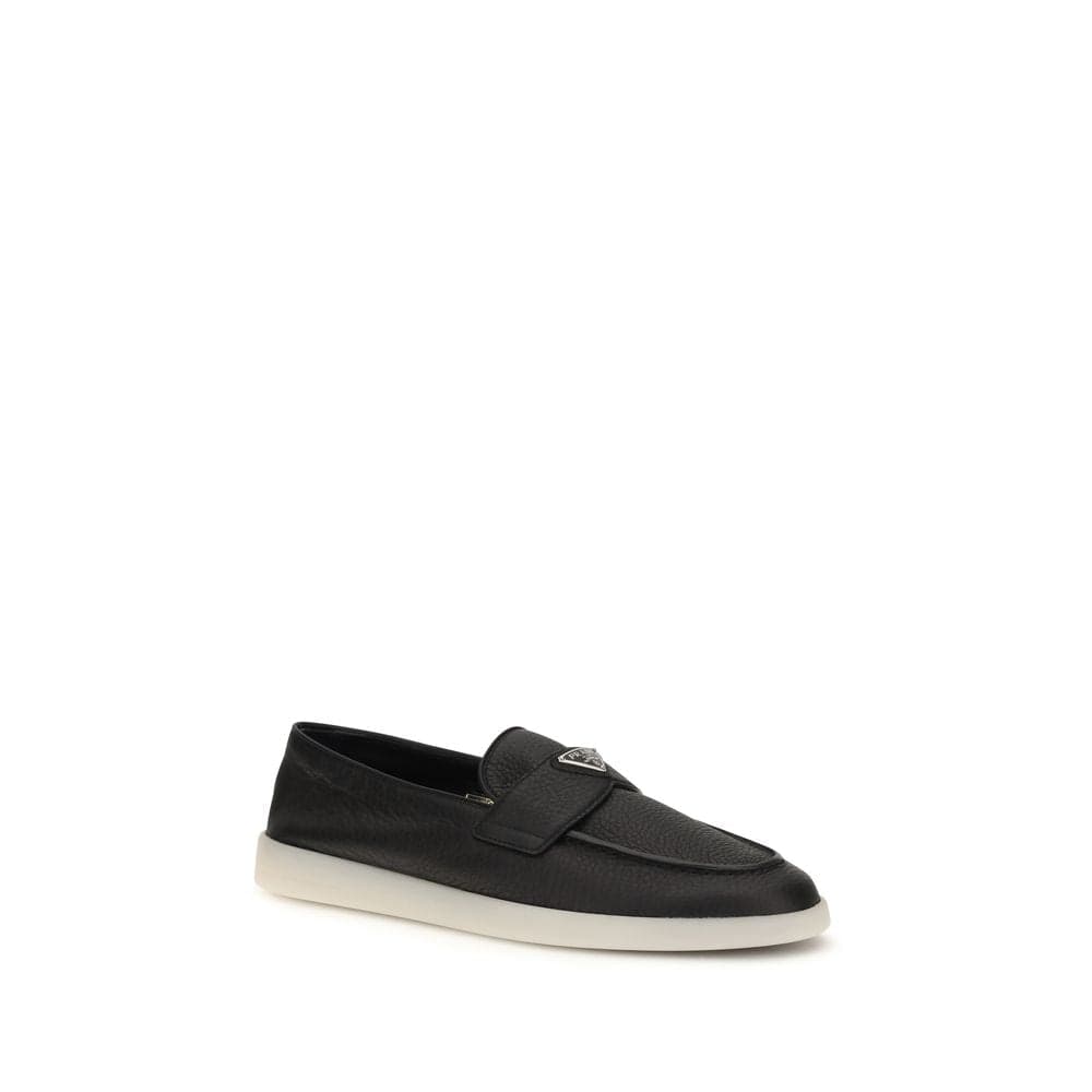 Prada Black Calf Leather Bos Taurus Slip-On Loafers - 2