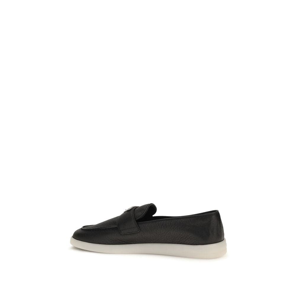 Prada Black Calf Leather Bos Taurus Slip-On Loafers - 3
