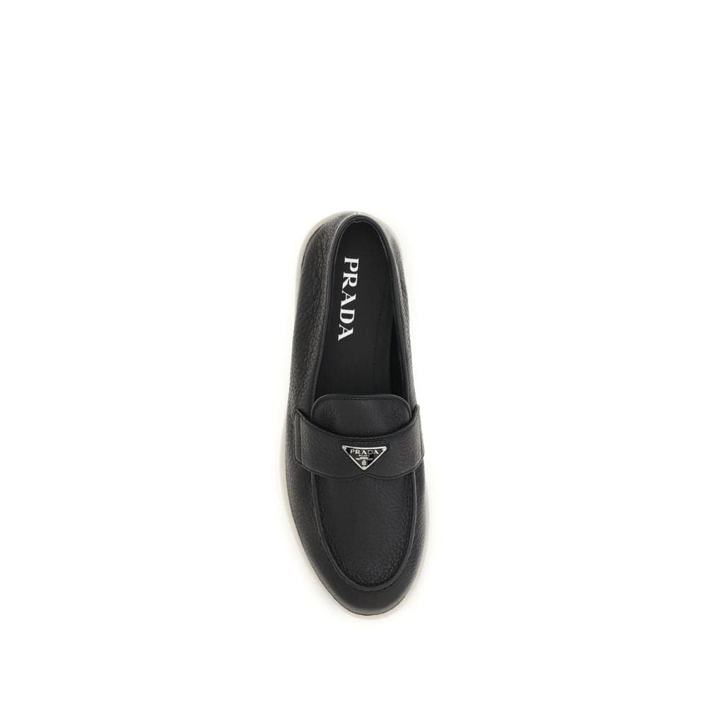 Prada Black Calf Leather Bos Taurus Slip-On Loafers - 4