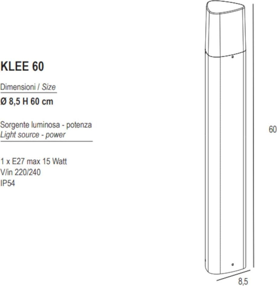 Paletto Promoluce KLEE 60 E27 LED IP54 alluminio metacrilato - 24