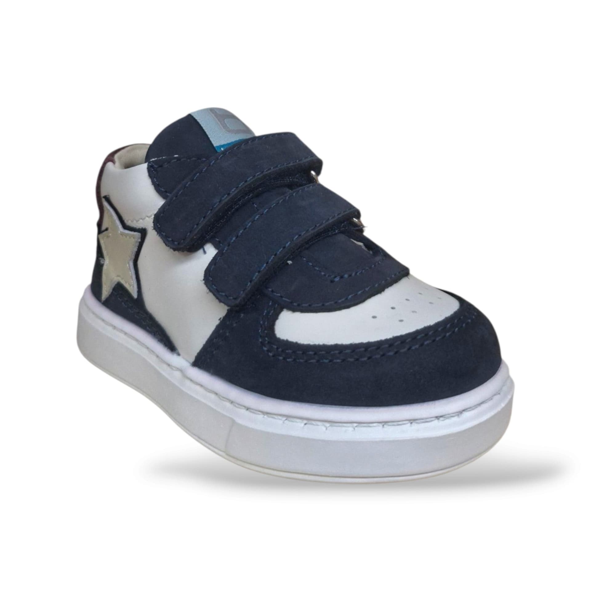 Balducci Cita CITA7487 Sneakers Primi Passi Bambini Blue Bianco Rosso | Pelle Suede Fodera Pelle Fondo Pieghevole Velcro Artigianale Italiana Sicura Naturale Ortopedica Qualità | Taglie 20-26 | Scarpetteria Gica - 2