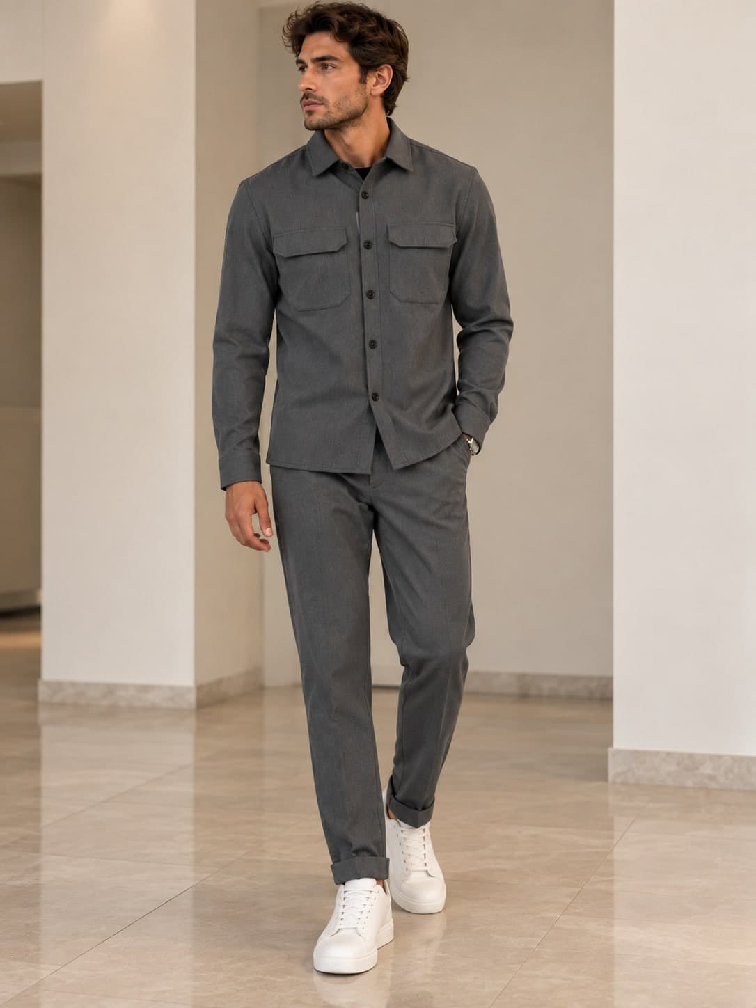 PANT. 'TAPERED FIT' 1 PINCE TASCHE DOPPIO - 3