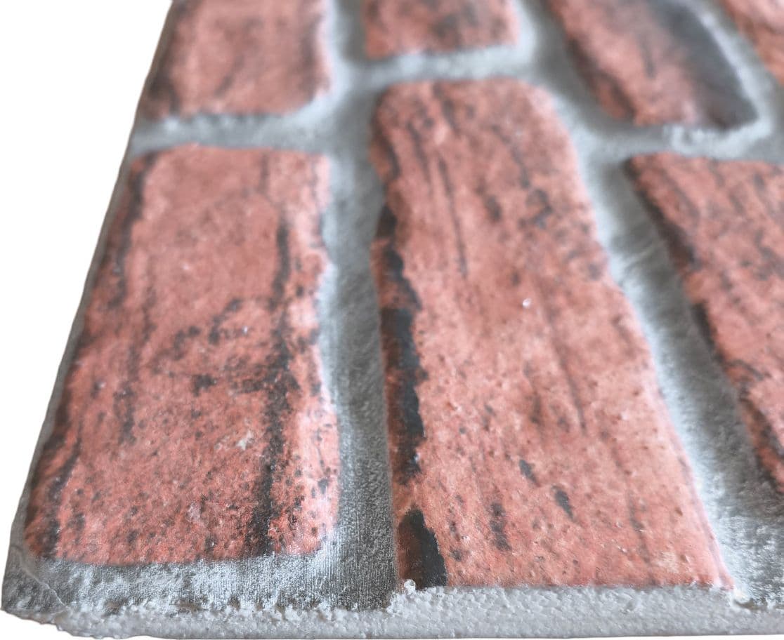 Pannello Isolante per Cappotto Interno ed Esterno in Styrofoam 3D Effetto Mattone Facciavista Rustico 1200x500x20 mm - 8
