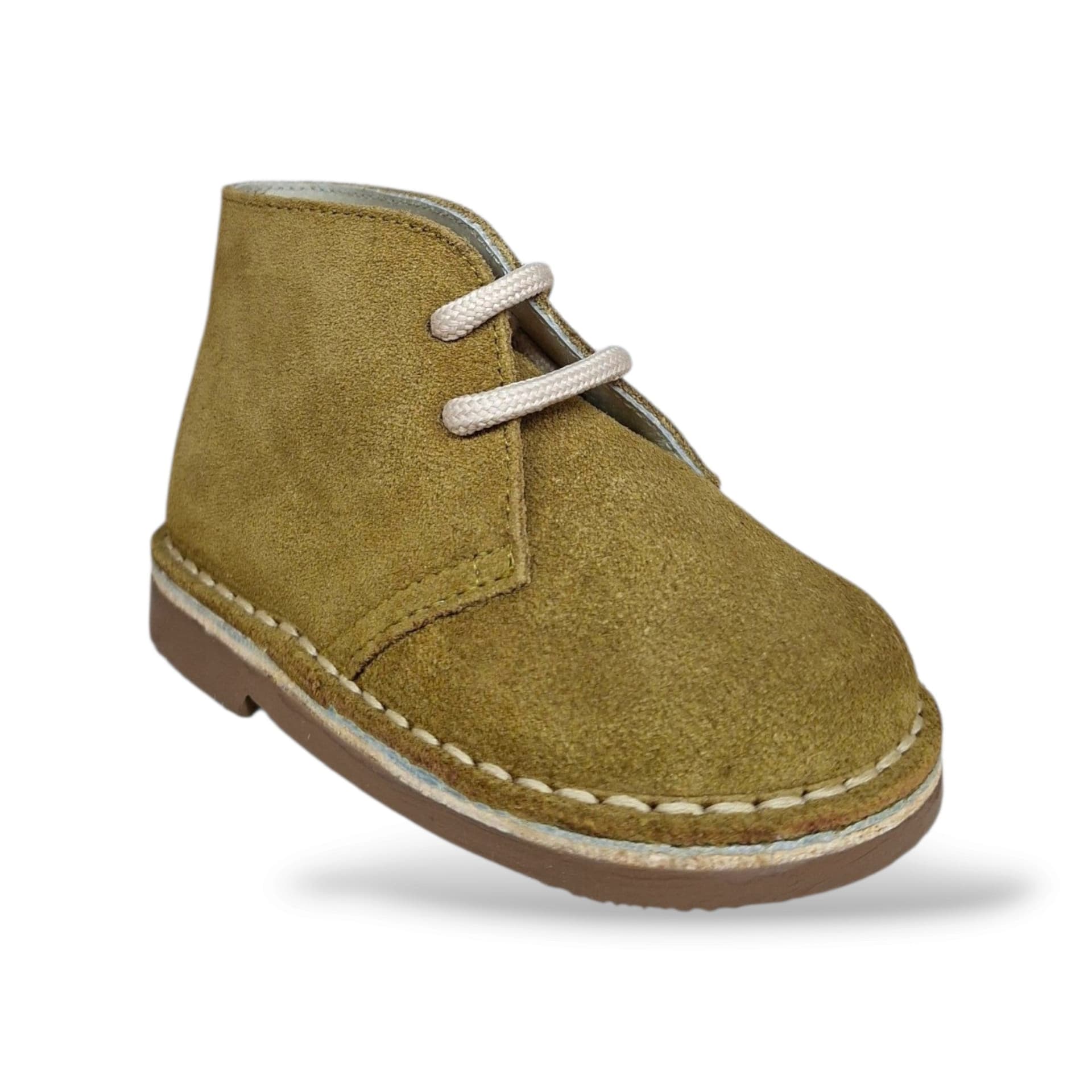 Panyno B2920 Polacchino Bambini Kaki | Suede Crosta Fodera Pelle Sottopiede Anatomico Pelle Fondo Gomma Lacci Stile Clarks Elegante Raffinato Unisex Autunnale Quotidiano Cerimonia | Taglie 19-27 | Scarpetteria Gica - 2