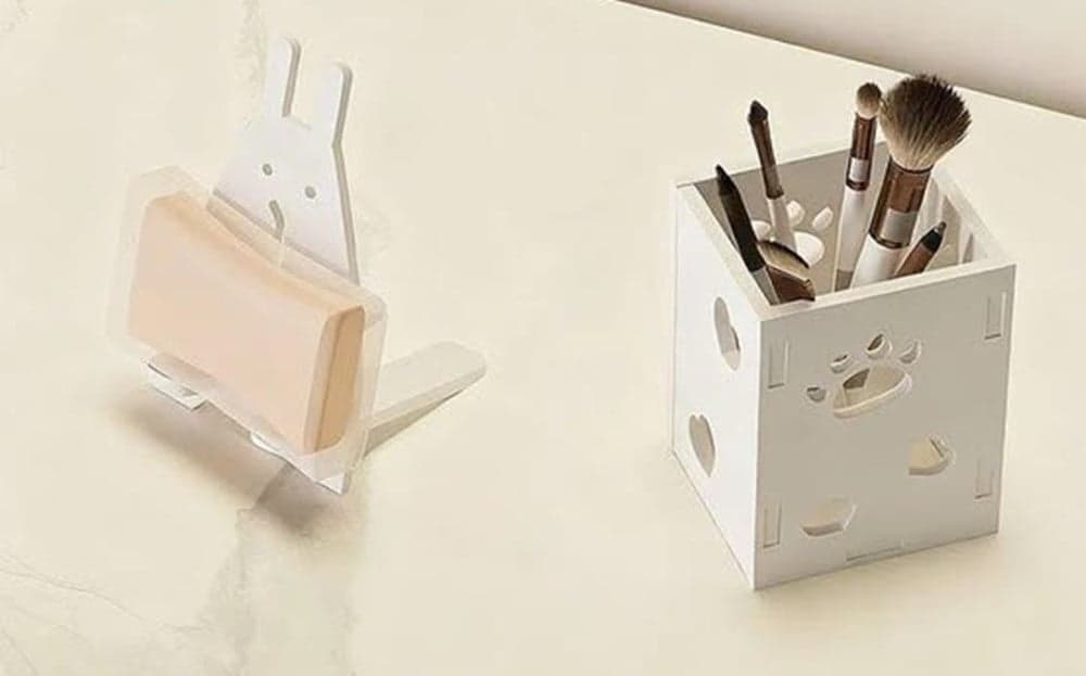 PORTAOGGETTI SCRIVANIA MULTIFUNZIONALE ORGANIZER 3PZ DESIGN ZAMPA GATTO CON CASSETTO 62188 - 4