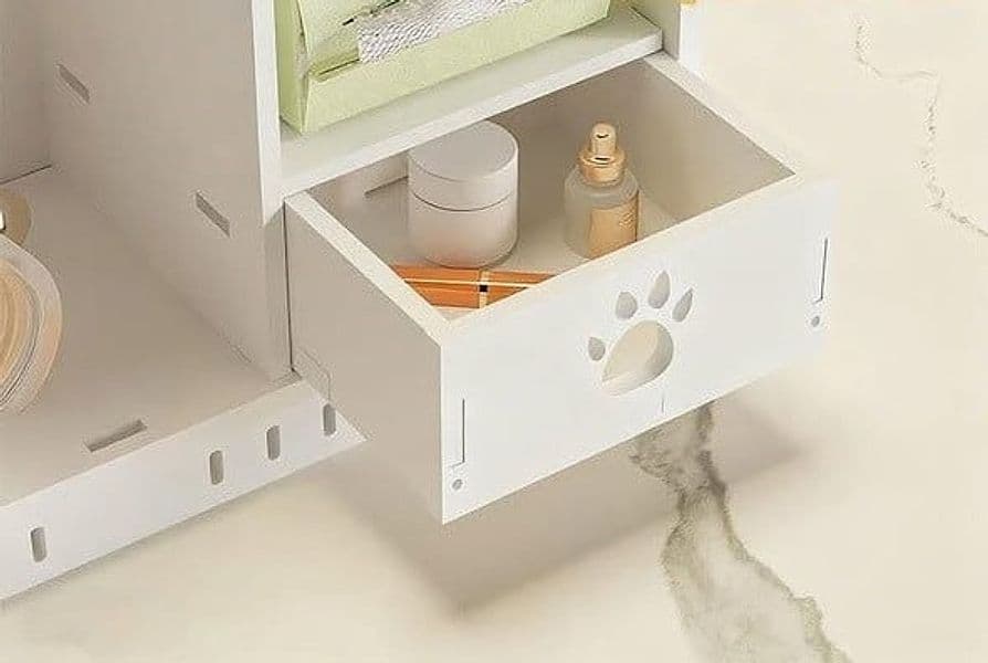 PORTAOGGETTI SCRIVANIA MULTIFUNZIONALE ORGANIZER 3PZ DESIGN ZAMPA GATTO CON CASSETTO 62188 - 5