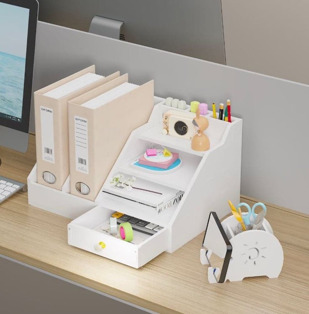 ORGANIZER DA SCRIVANIA MULTIFUNZIONALE PORTADOCUMENTI OGGETTI CON SUPPORTO CELLULARE 62191 - 2