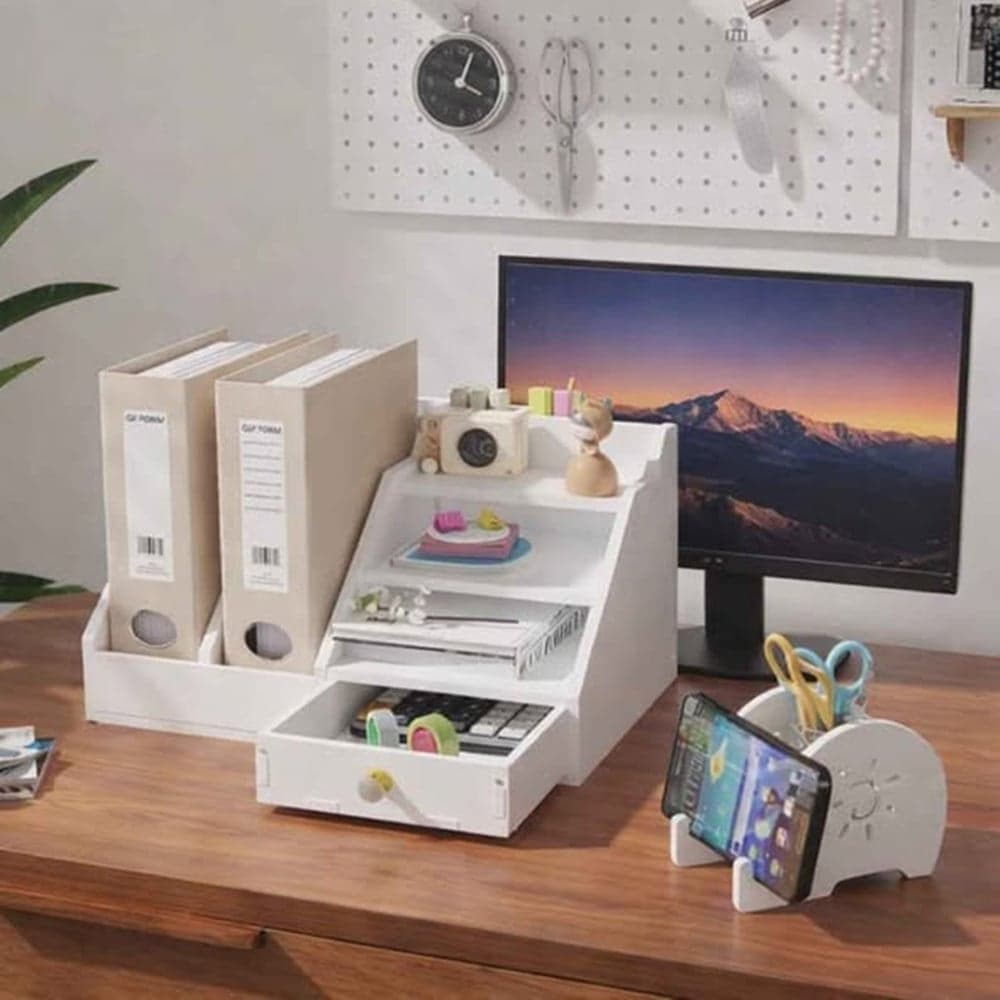 ORGANIZER DA SCRIVANIA MULTIFUNZIONALE PORTADOCUMENTI OGGETTI CON SUPPORTO CELLULARE 62191 - 5