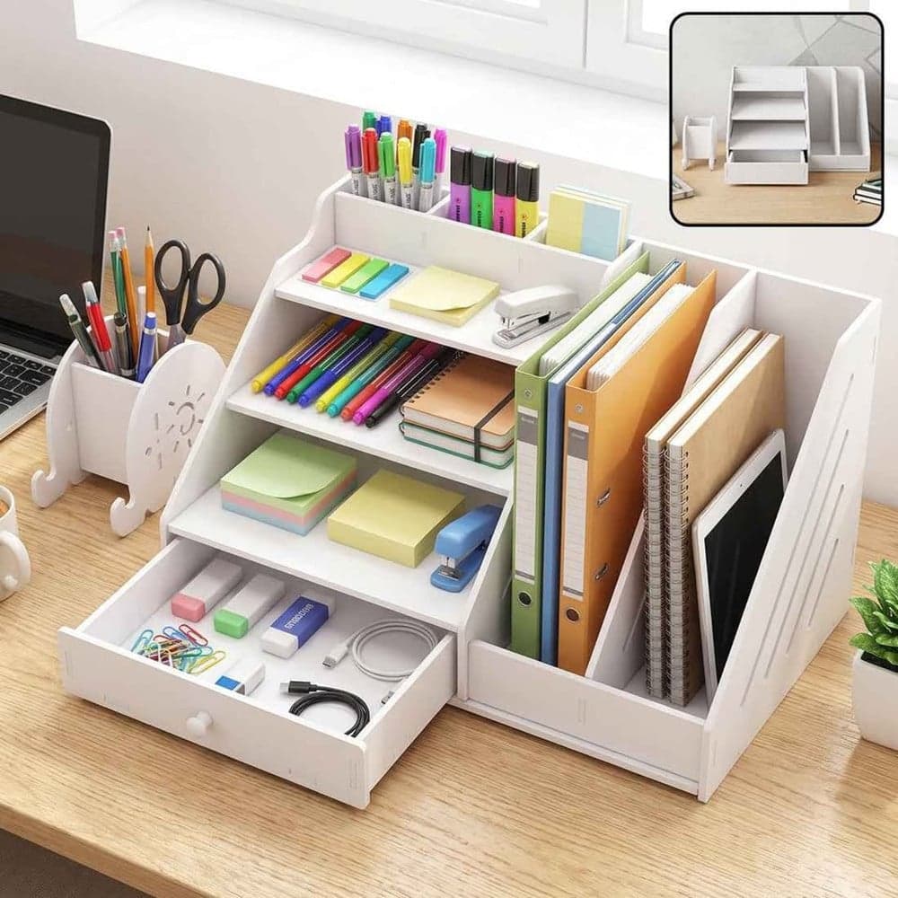 ORGANIZER DA SCRIVANIA MULTIFUNZIONALE PORTADOCUMENTI OGGETTI CON SUPPORTO CELLULARE 62191 - 10