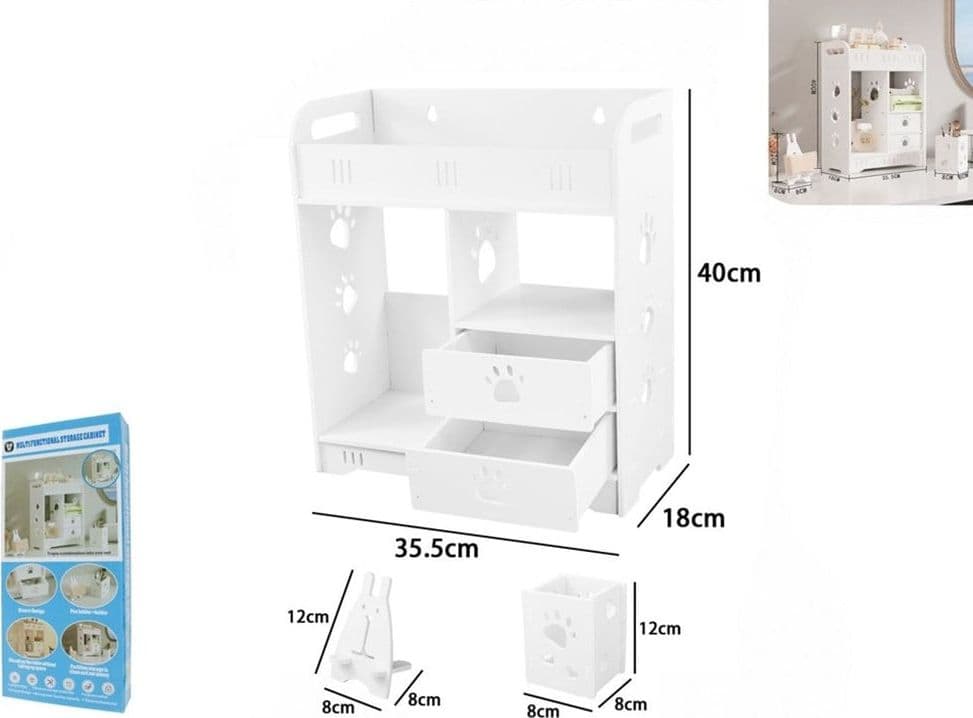 ORGANIZER PORTAOGGETTI SCRIVANIA MULTIFUNZIONALE 3PZ DESIGN FORMA ZAMPA CON CASSETTI 62190 - 3