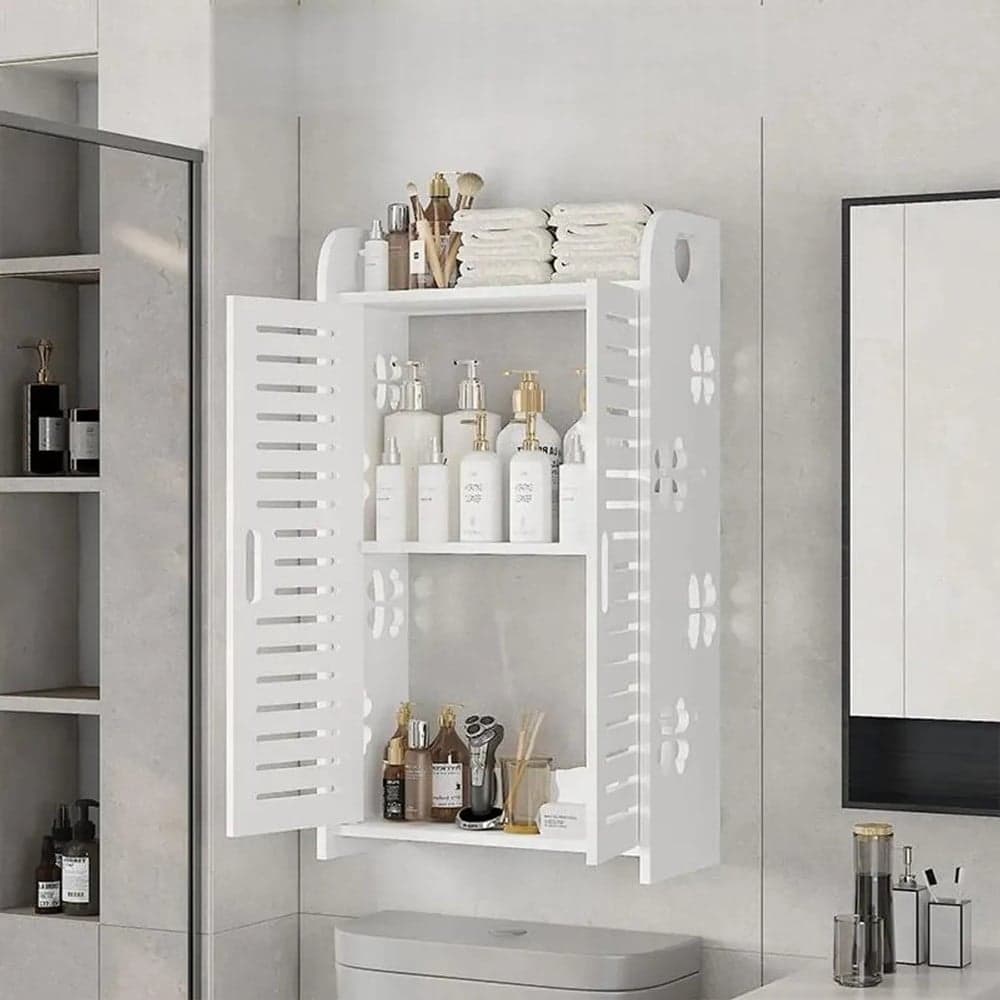 MOBILE A PARETE CON 3 RIPIANI ANTE A PERSIANA PER COSMETICI SALVASPAZIO MULTIUSO 62194 - 5