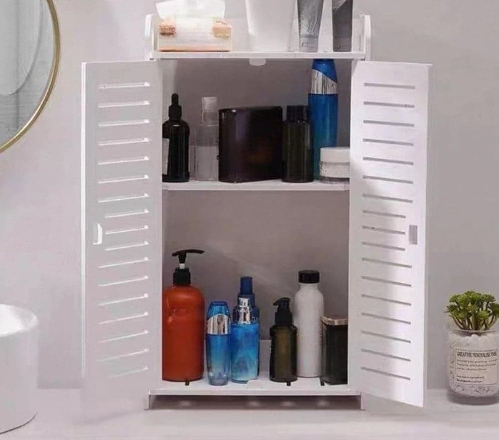 MOBILE A PARETE CON 3 RIPIANI ANTE A PERSIANA PER COSMETICI SALVASPAZIO MULTIUSO 62194 - 6