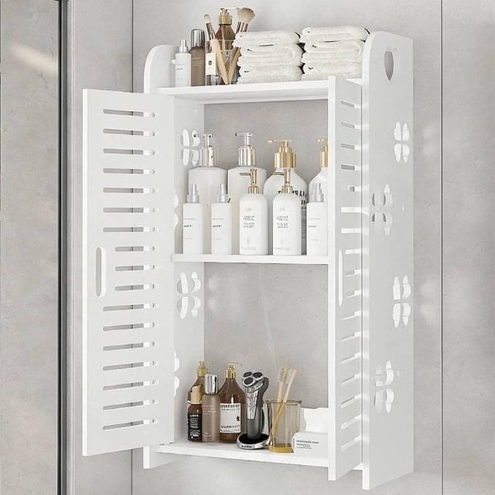 MOBILE A PARETE CON 3 RIPIANI ANTE A PERSIANA PER COSMETICI SALVASPAZIO MULTIUSO 62194 - 9