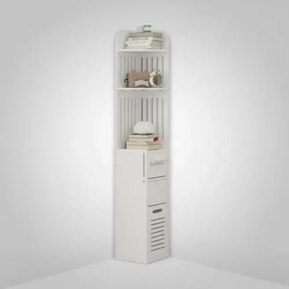 MOBILETTO ARMADIETTO ANGOLARE BAGNO 120CM CON RIPIANO PORTA ROTOLO MULTIFUNZIONALE 62196 - 7