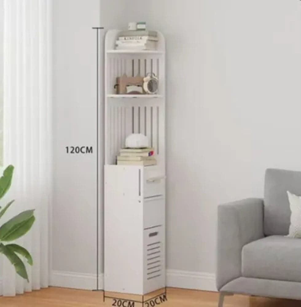 MOBILETTO ARMADIETTO ANGOLARE BAGNO 120CM CON RIPIANO PORTA ROTOLO MULTIFUNZIONALE 62196 - 8