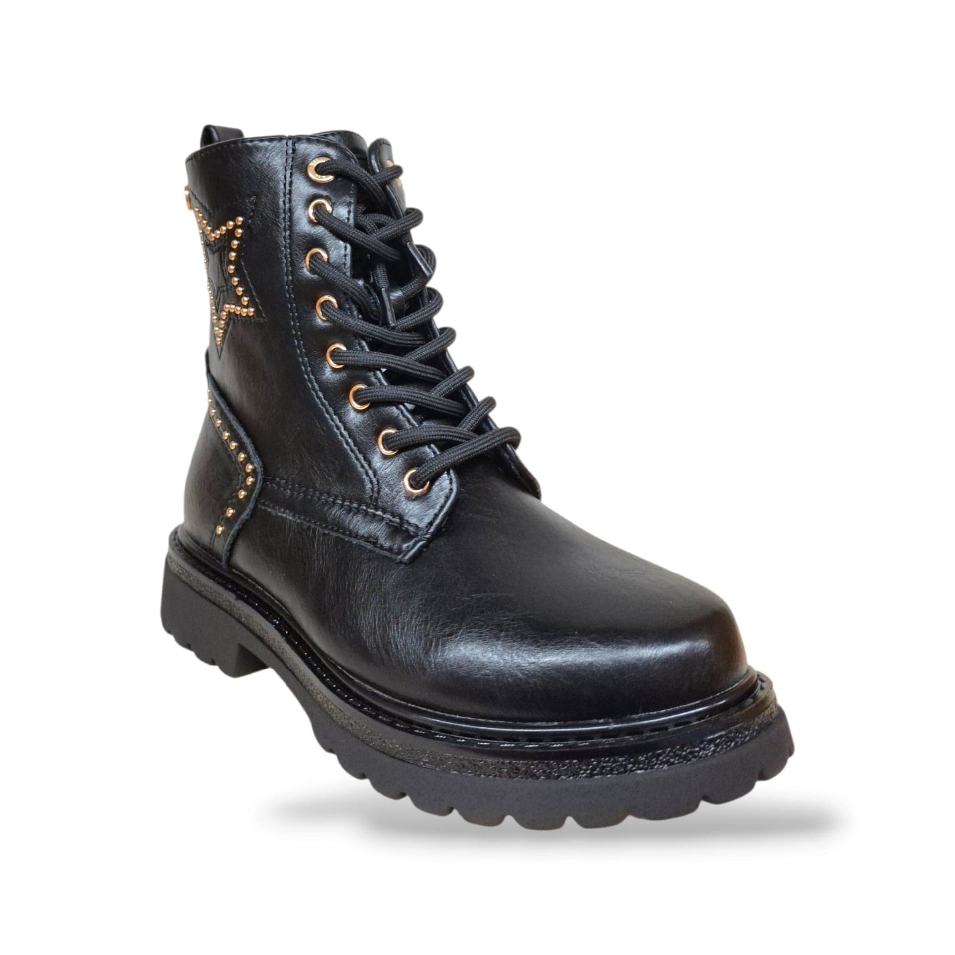 Xti Botin 154121 Anfibio Bambine Ragazze Nero | Pelle Opaca Lacci Zip Laterale Combat Urbano Grintoso Deciso Autentico Femminile Moda Contemporanea Scuola Uscite Versatile | Taglie 32-38 | Scarpetteria Gica - 2
